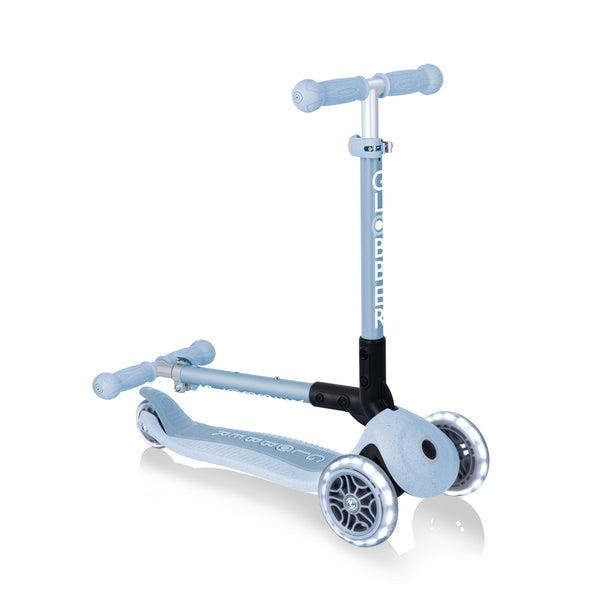 Globber Junior Ecologic Foldable Lights 3 Wheel Scooter.