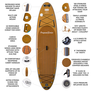 10'6" Original Series - 'Wood-Look' Inflatable SUP Board.