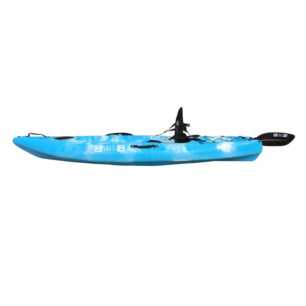Bay Sports The Flounder 2.6m Sit on Top Small Recreational Kayak White Blue Side View