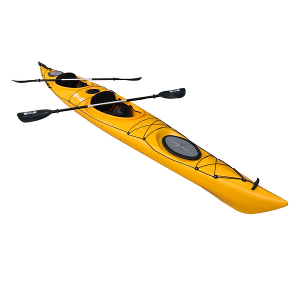 Bay Sports Hug Sit In 2-Person Double Touring Sea Kayak Yellow Side Angle