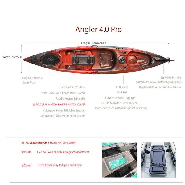 Angler Pro - 4m Fishing Kayak with ClearView Window