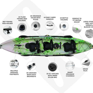 Nereus 2 - 3.7m Sit On Top Family 3-Person Kayak.