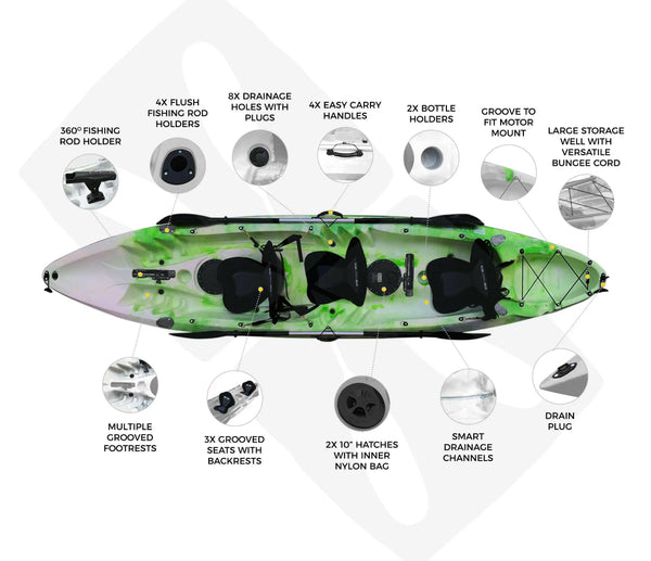 Nereus 2 - 3.7m Sit On Top Family 3-Person Kayak.
