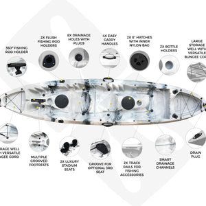 Nereus Pro - 3.7m Sit On Top Tandem Fishing Kayak.