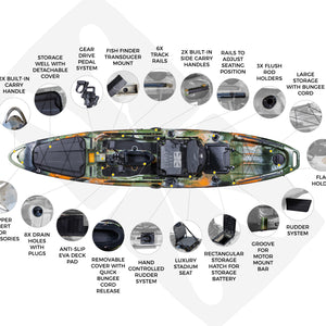 Pedal Pro Fish XL - 4m Pedal-Powered Fishing Kayak.