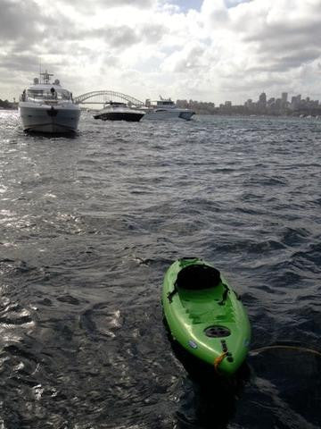 Purity Kayak out on the Harbour with the big boats on NYE.