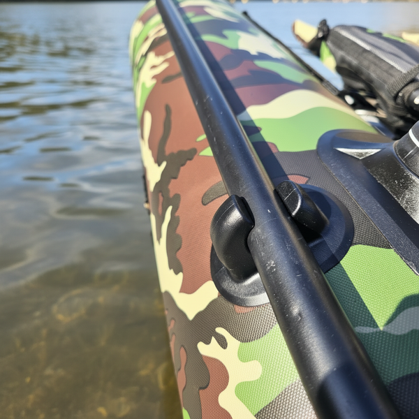 Air Glide Angler Pro 14 inflatable fishing kayak (paddle holder view)