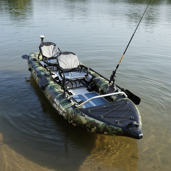 Air Glide Angler Pro 14 inflatable fishing kayak (front right view)