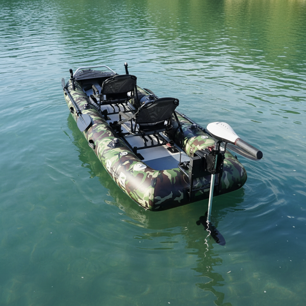 Air Glide Angler Pro 14 inflatable fishing kayak (rear left view)
