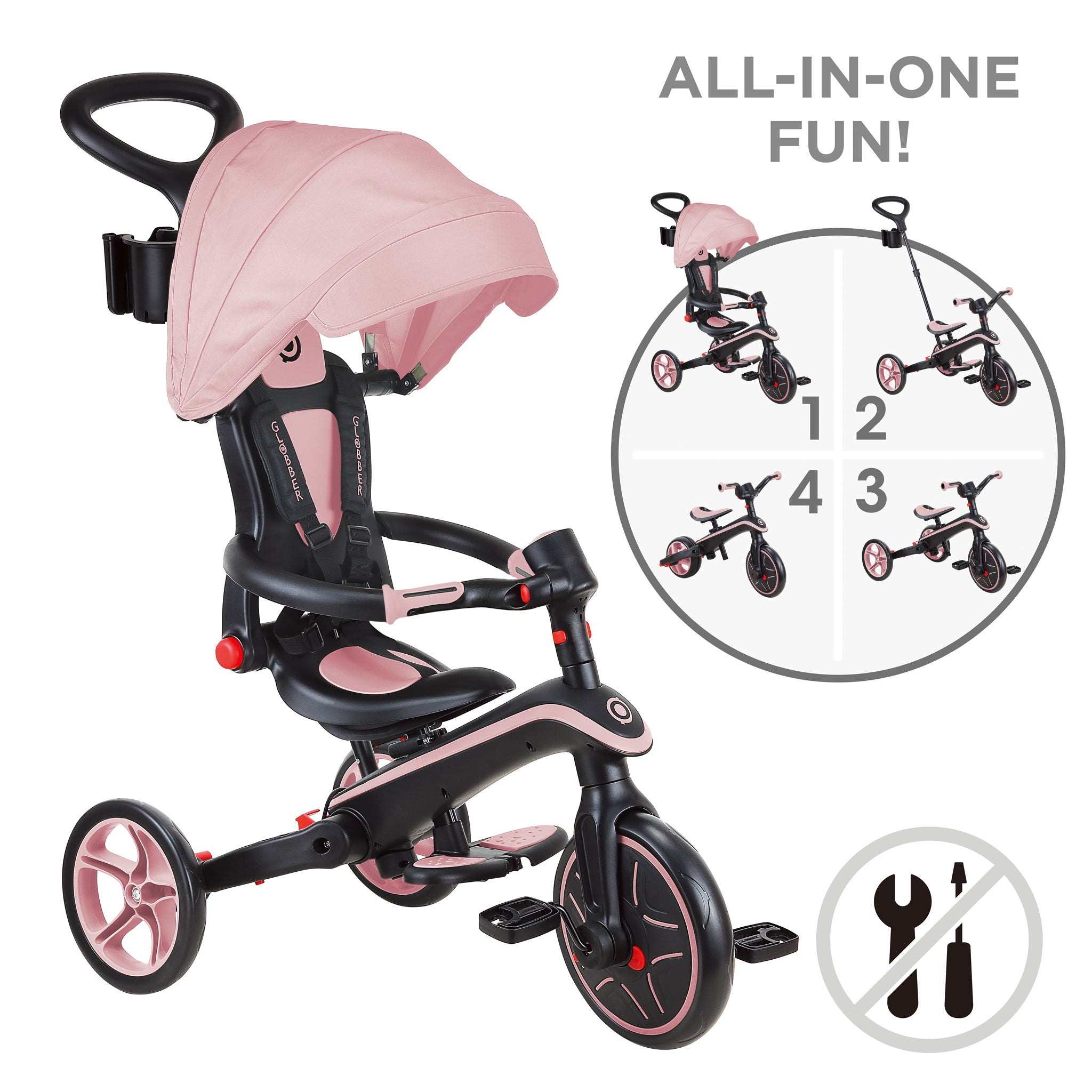Globber Explorer Trike Foldable 4 in 1 Bay Sports