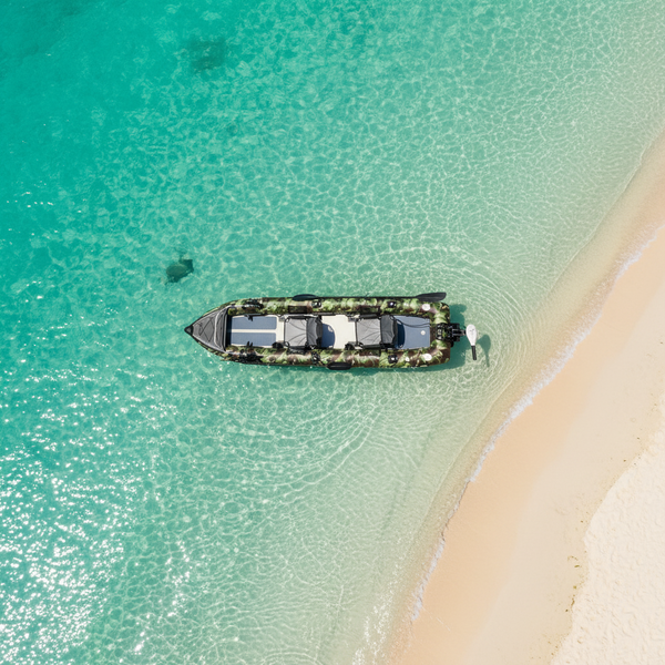 Air Glide Angler Pro 14 inflatable fishing kayak aerial photo