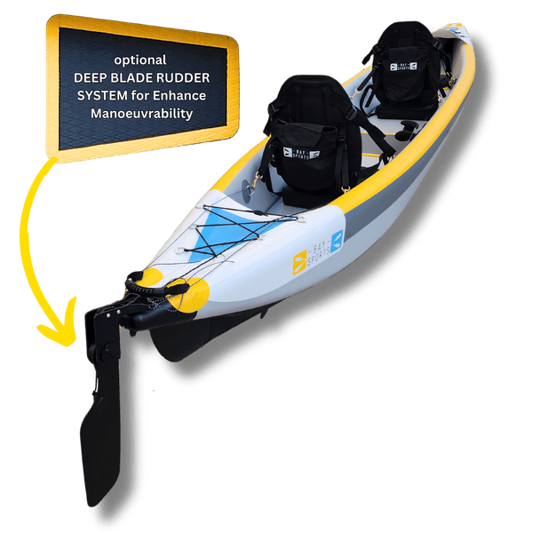 Air Glide 473 tandem inflatable kayak optional rudder system with footrests