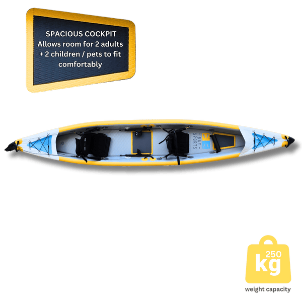 Air Glide 473 tandem inflatable kayak 250kg weight capacity