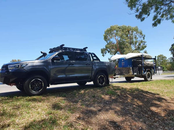 Bay Sports Nereus Tandem Kayak Arctic Camo on Trailer