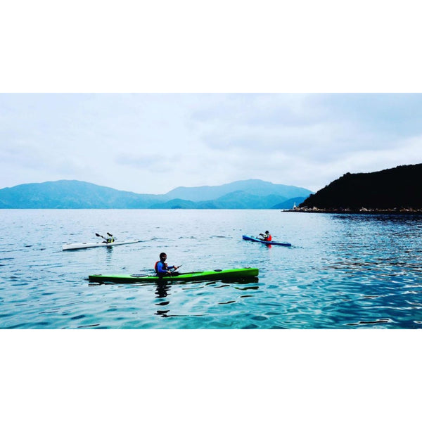 Downwind Surf Ski on water paddling