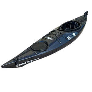 Quest 336 ABS thermoformed superlite kayak in carbon look side view