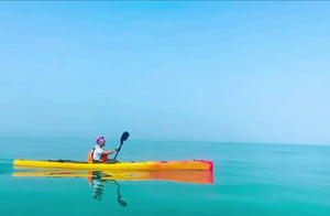 Downwind Surf Ski on water paddling