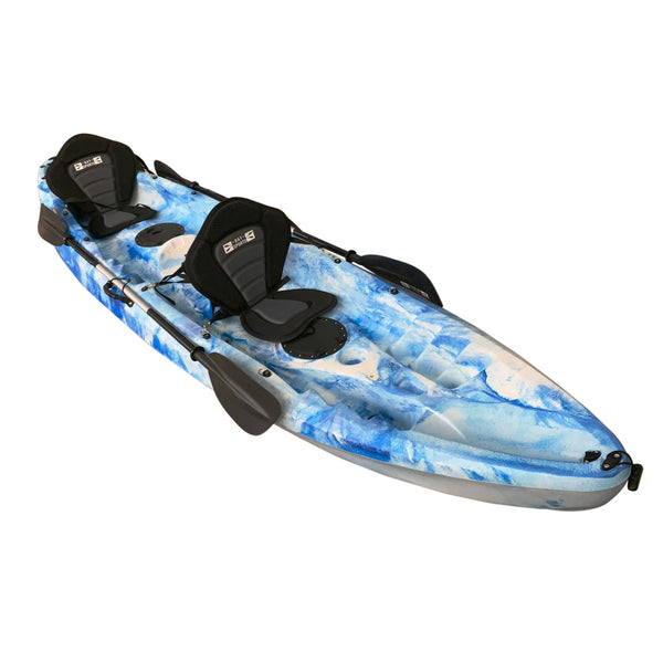 Bay Sports Nereus White Blue Tandem 2 Person Kayak front angle