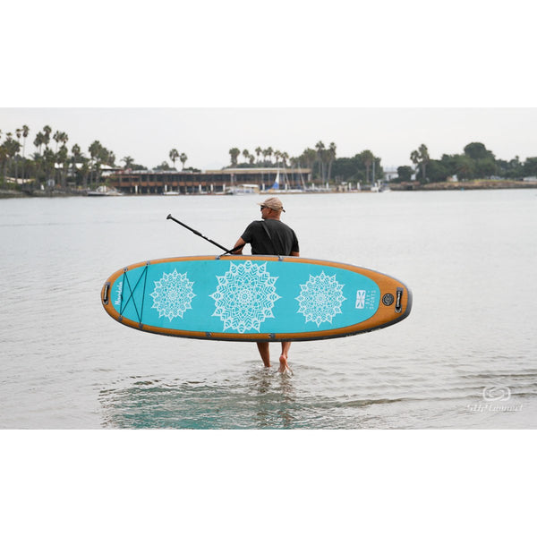 11' Mandala Series - Inflatable Yoga Stand Up Paddle Board lady on board