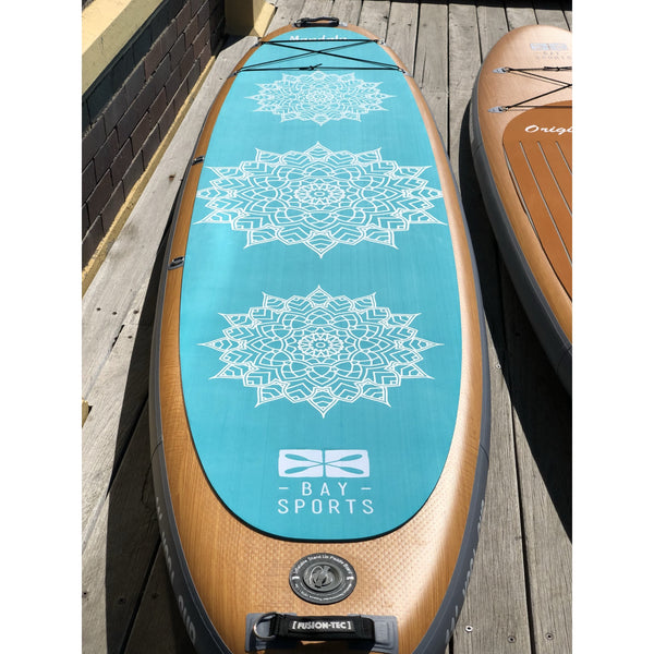 11' Mandala Series - Inflatable Yoga Stand Up Paddle Board lady on board