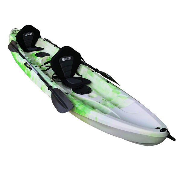 Bay Sports Nereus White Green Tandem 2 Person Kayak Front Angle