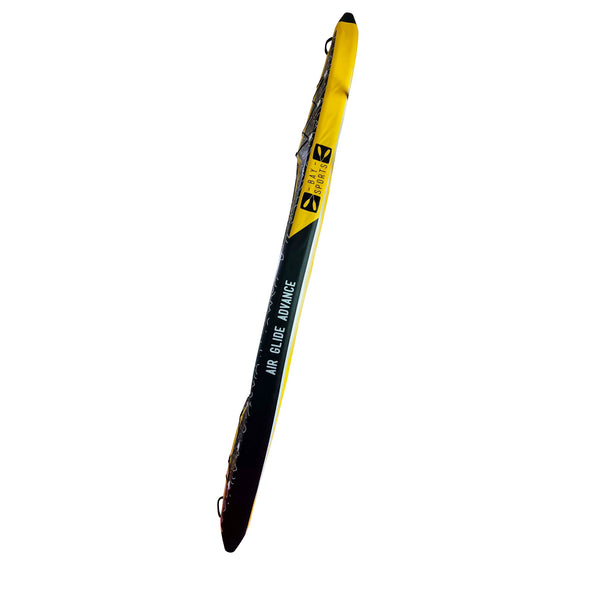 Air Glide Advance 426 tandem drop stitch inflatable kayak yellow/black side view deck