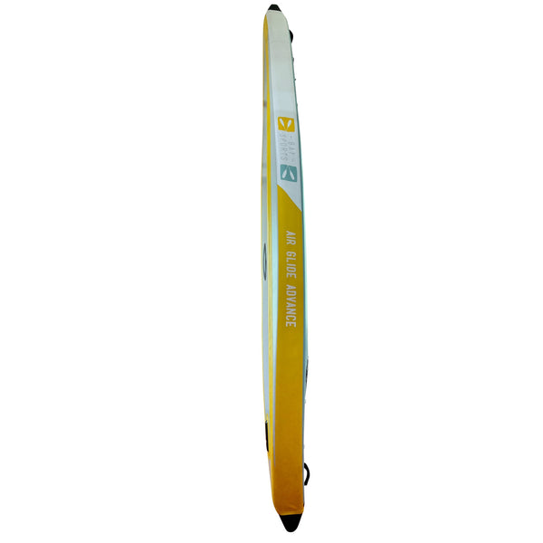 Air Glide Advance 426 tandem drop stitch inflatable kayak yellow/blue deck side view
