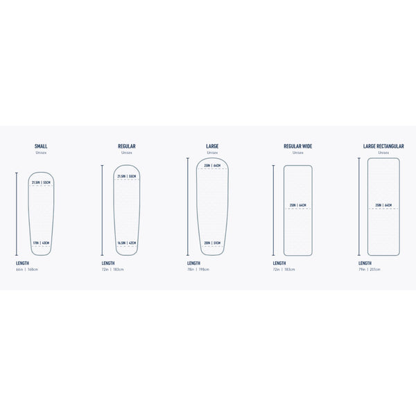 ETHER LIGHT XT ASC MAT INSULATED SIZE CHART