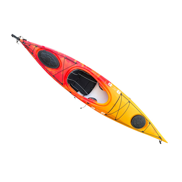 Aquanauta Pro 2022 - 3.3m Single Sit In Kayak full view yellow/red