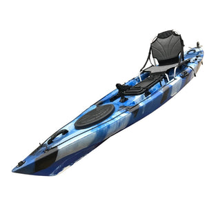Angler Pro 4m Sit on Top Fishing Kayak Blue White Black with Stadium Seat