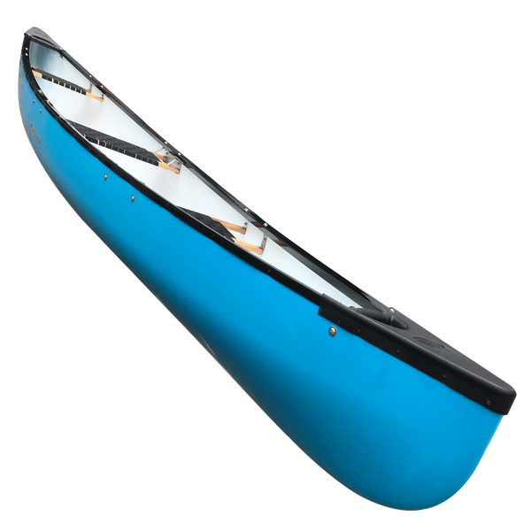 Escapade 400 - 4.86m 4-Person Canoe blue side view