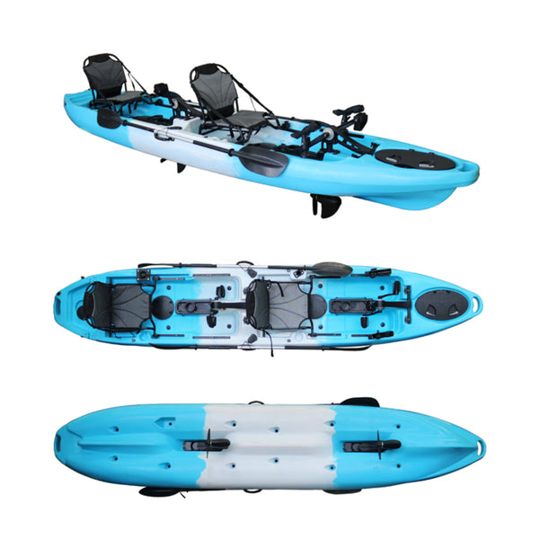PedalProFish-4.3mTandemPedal Powered Fishing kayak blue/white