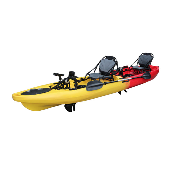 Pedal Pro Fish 4.3m Tandem Pedal Kayak (Yellow/Red) front left angle