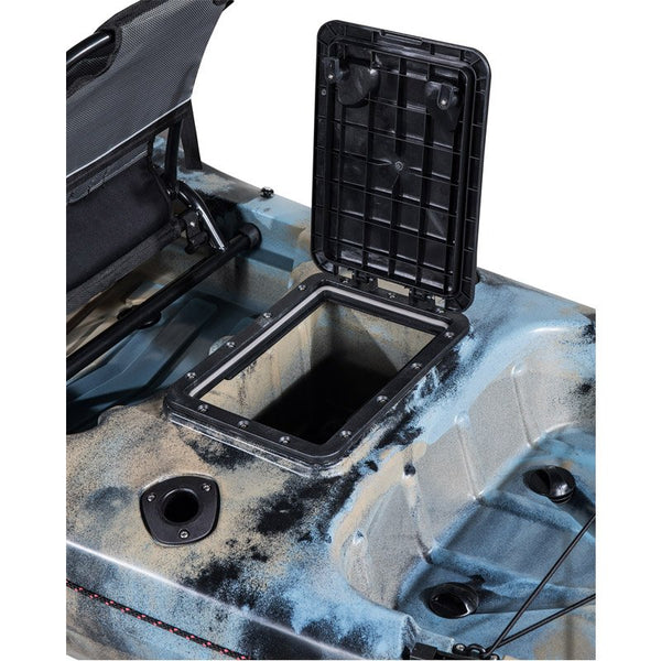 Rectangular Hatch on Pedal FIsh Pro XL Fishing Kayak Bay Sports